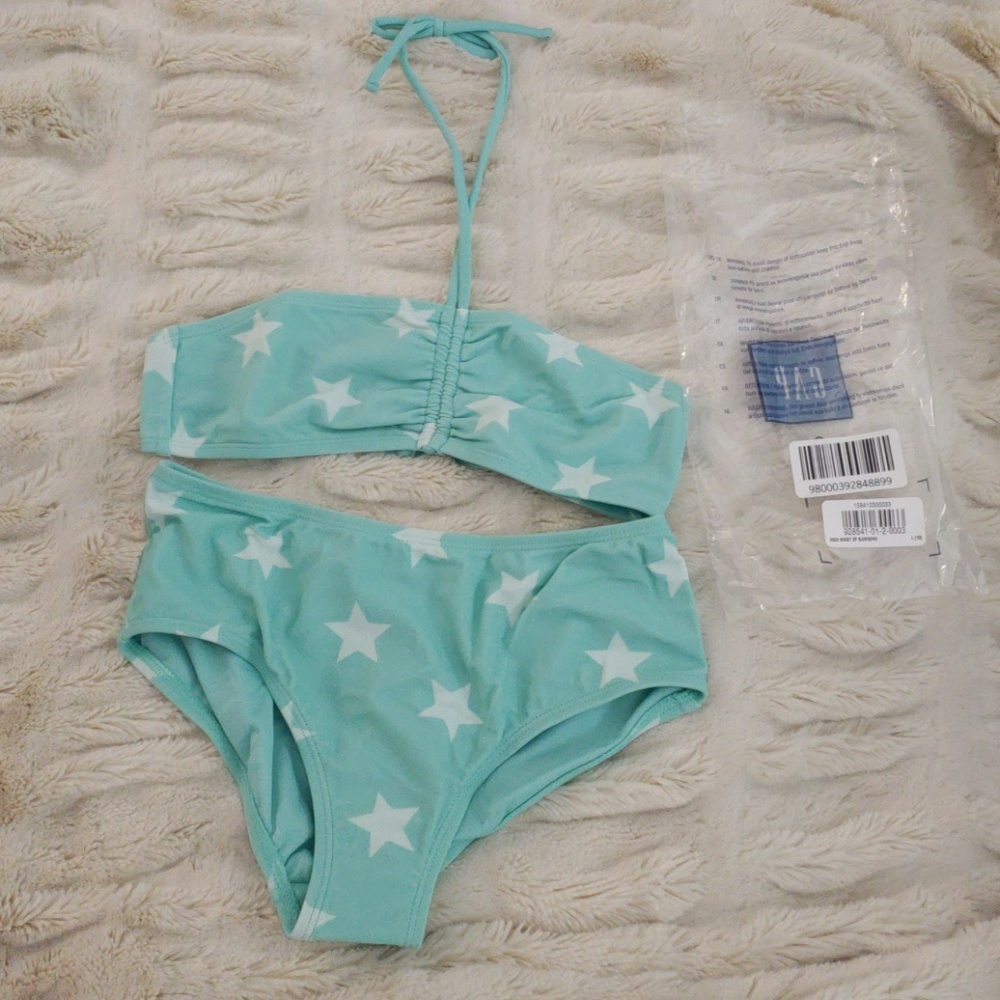Gap Kids Girls Bikini Aquamarine with White stars